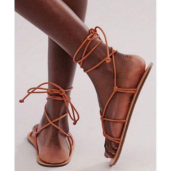 Free People So Strappy Sandals 8 Sunset‎ Orange 39 NIB - Picture 1 of 10
